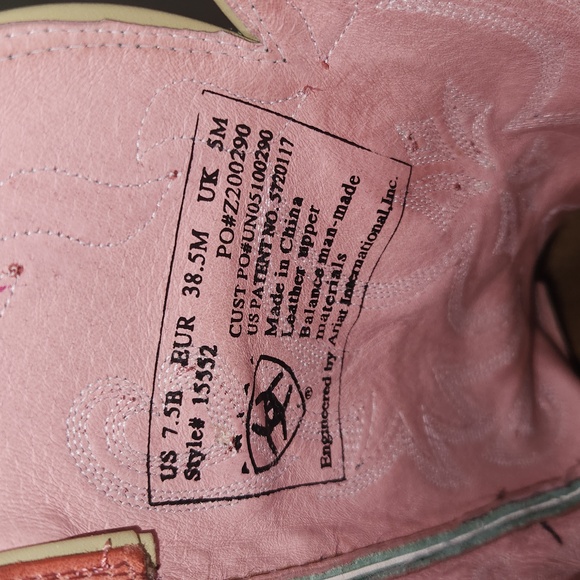 Ariat Women's Manzanita Pink Green Western Boots - Size 7.5 B - Picture 5 of 8
